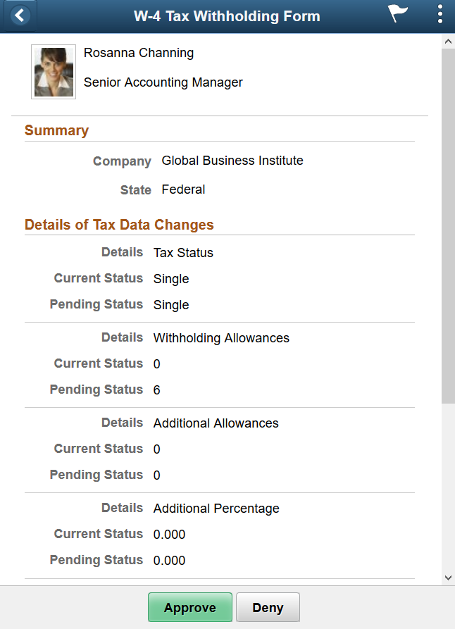 W-4 Tax Withholding Form Approval Page - Small Form Factor