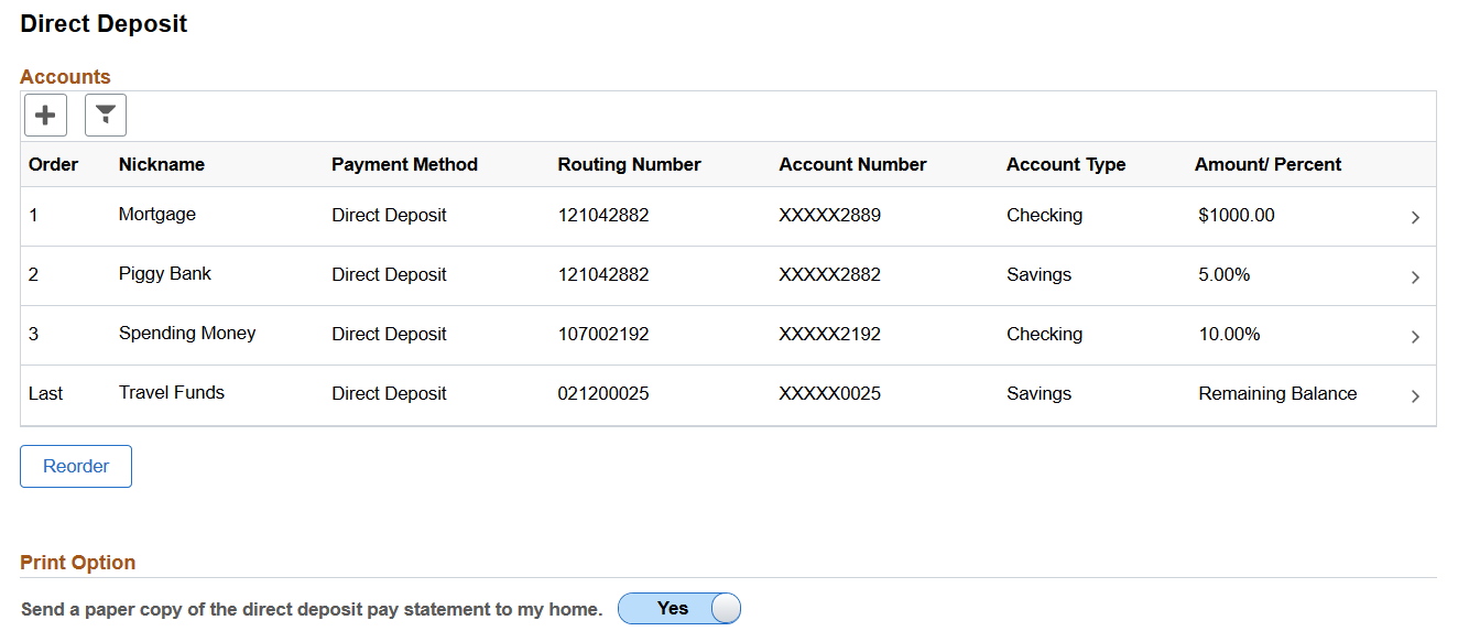 (Desktop) Direct Deposit page for USA