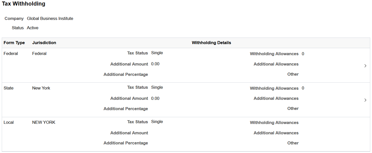 Tax Withholding page
