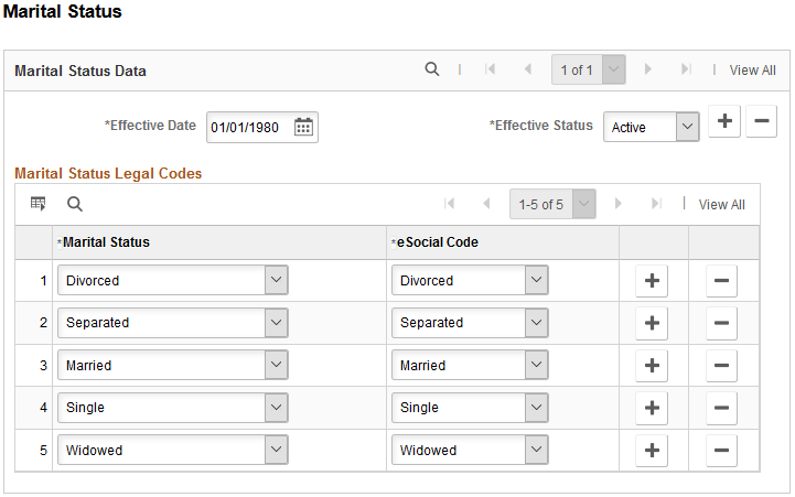Marital Status page