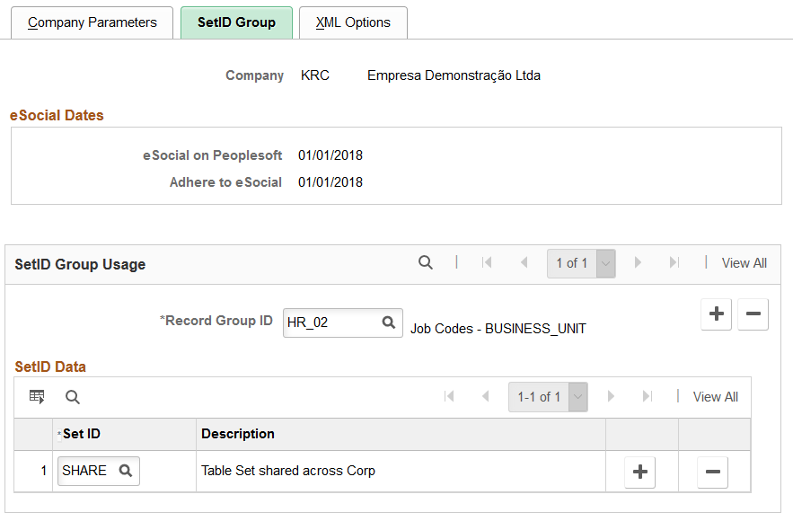 SetID Group page