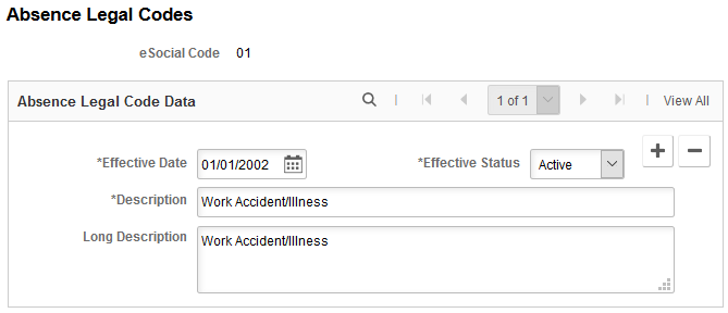Absence Legal Codes page