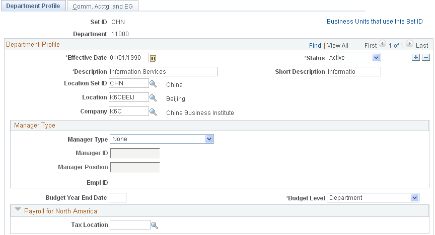 Department Profile page (1 of 3)