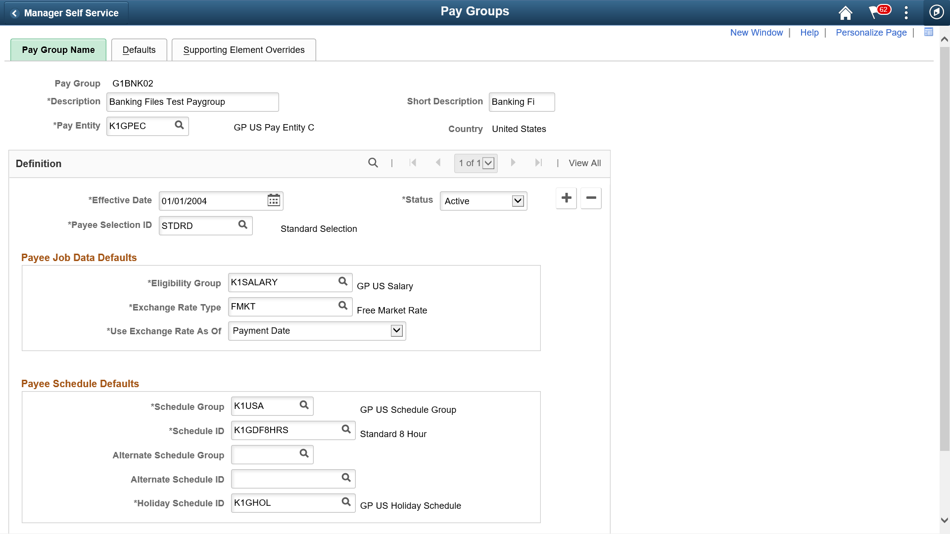 Pay Group page