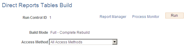 Direct Reports Tables Build page