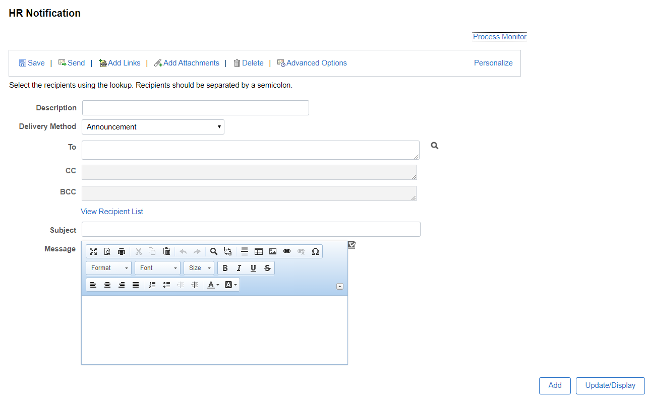 HR Notification Page