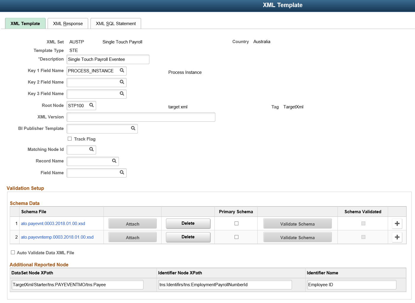 XML Template Page