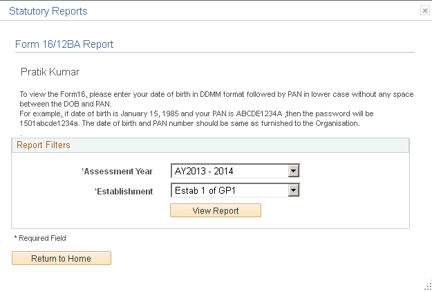 Statutory Reports page