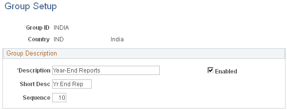 Group Setup page