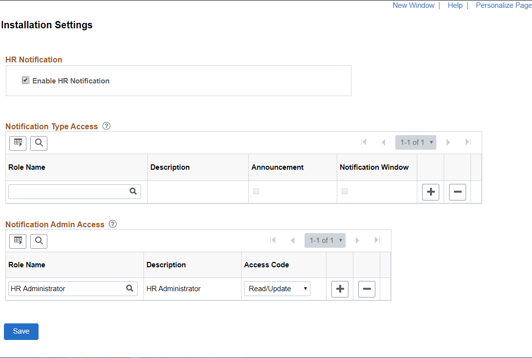Installation Settings page