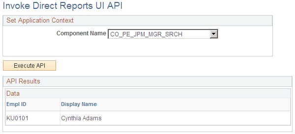 Invoke Direct Reports UI API page