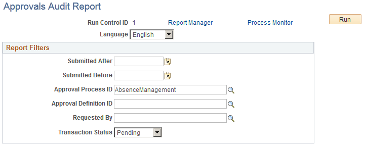 Approvals Audit Report page