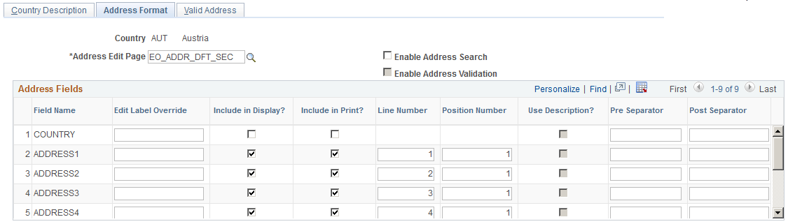 Address Format page