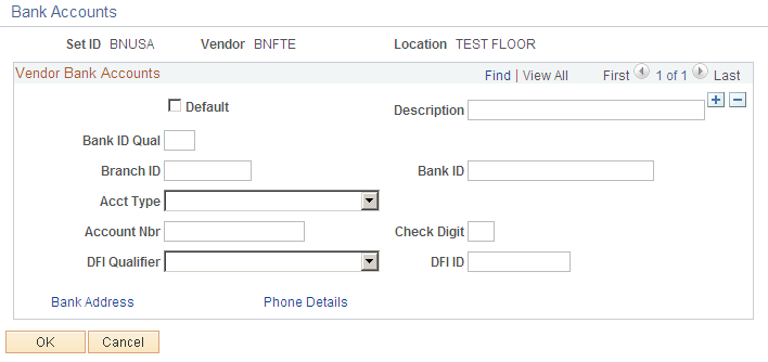 Bank Accounts page