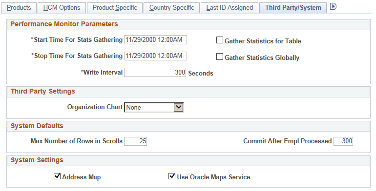 Third Party/System page