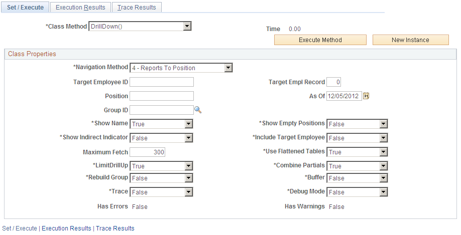 Invoke Direct Reports API - Set / Execute page
