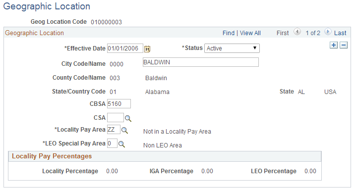 Geographic Location page