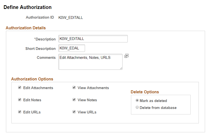 Define Authorization page
