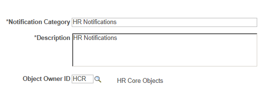 Define Notification Category page