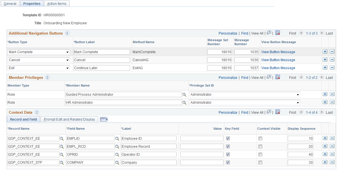 Define Guided Process - Properties page