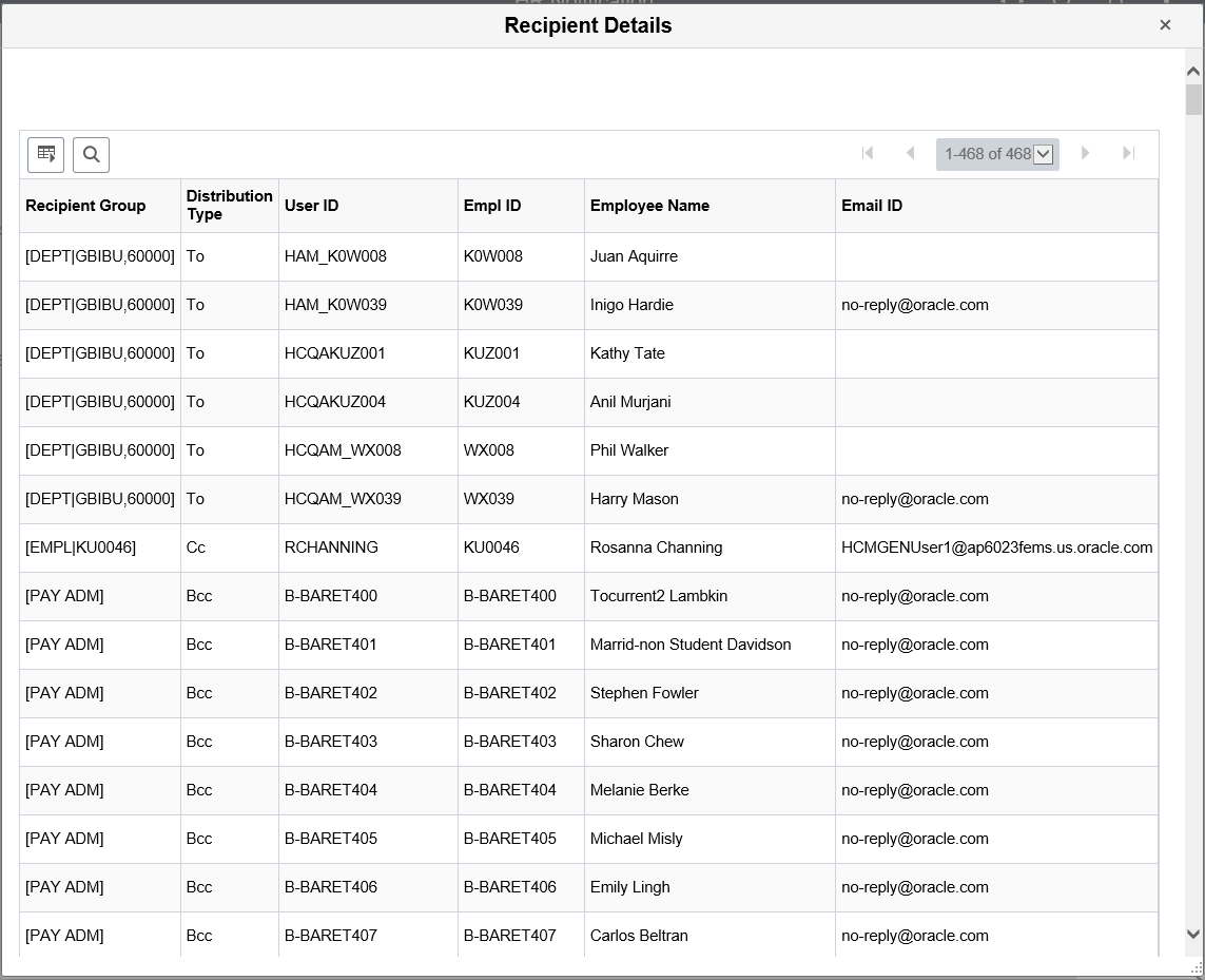 View Recipient List Page