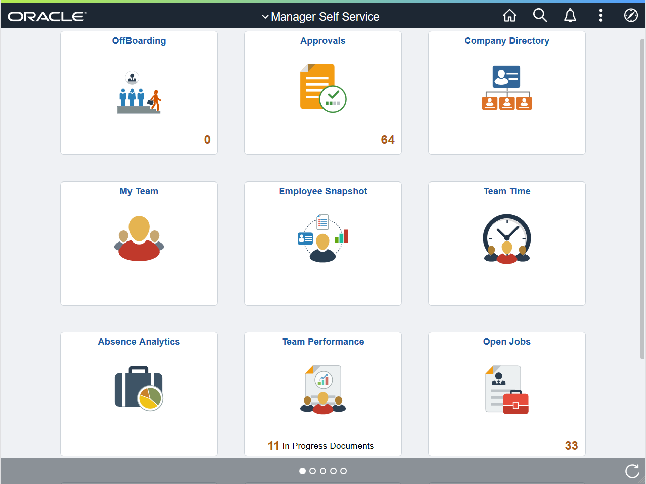 (Tablet) Manager Self Service home page