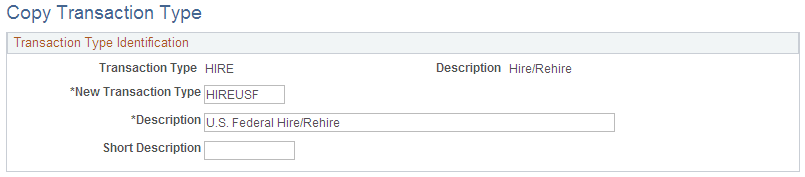 Copy Transaction Type page