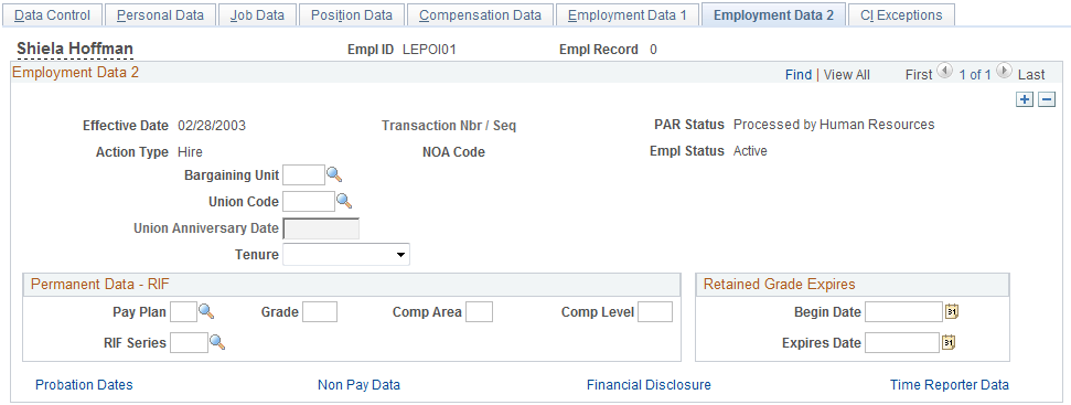 Employment Data 2 page