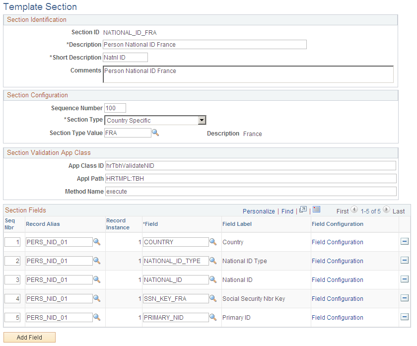 Template Section page