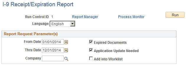 I-9 Receipt/Expiration Report page