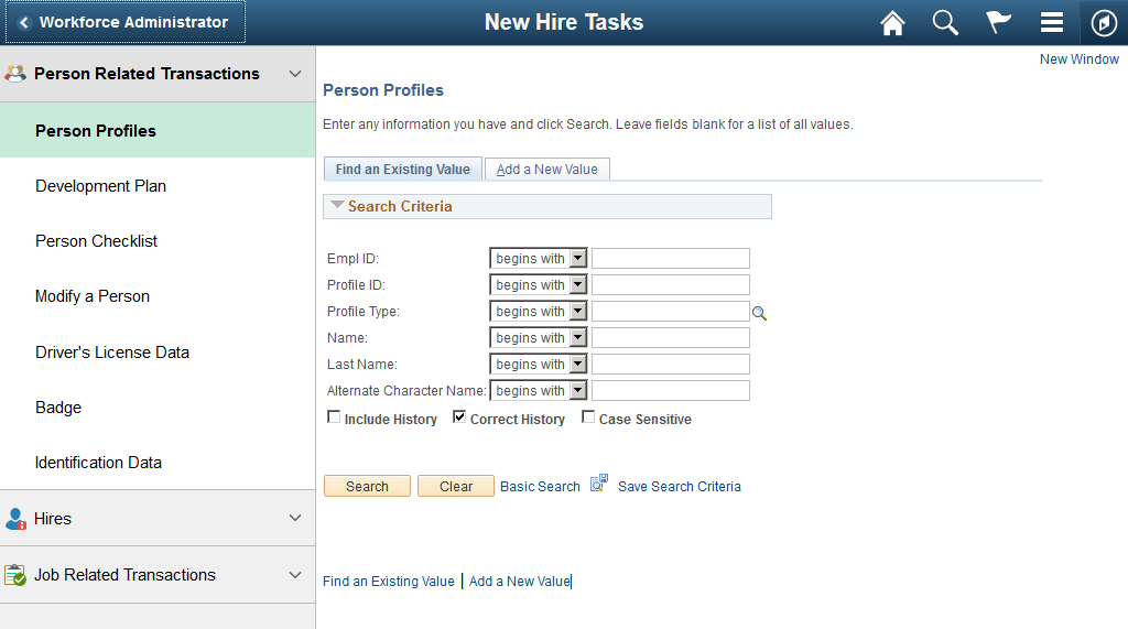 (Tablet) New Hire Tasks application start page