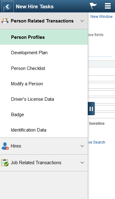 (Smartphone) New Hire Tasks application start page