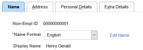 Non-Employee - Name page