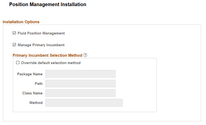 Position Management Installation page