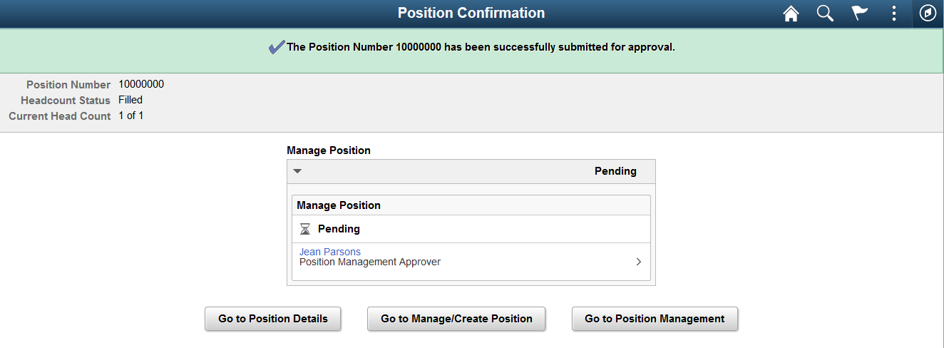 Position Confirmation page