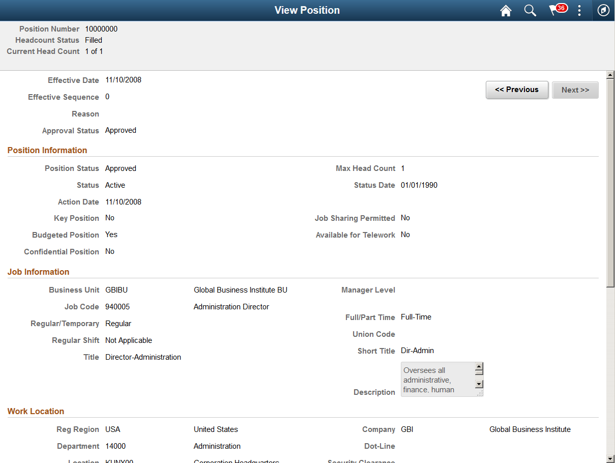 View Position page (1 of 2)