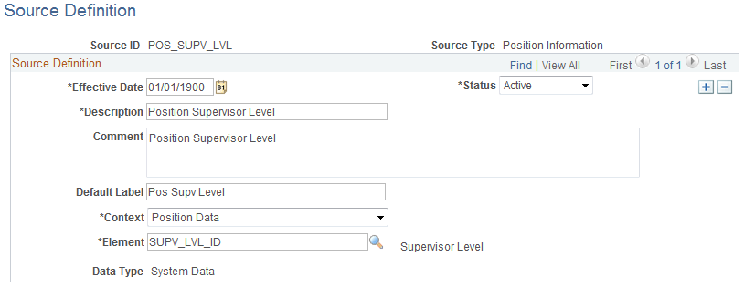 Source Definition page - POSINFO source type