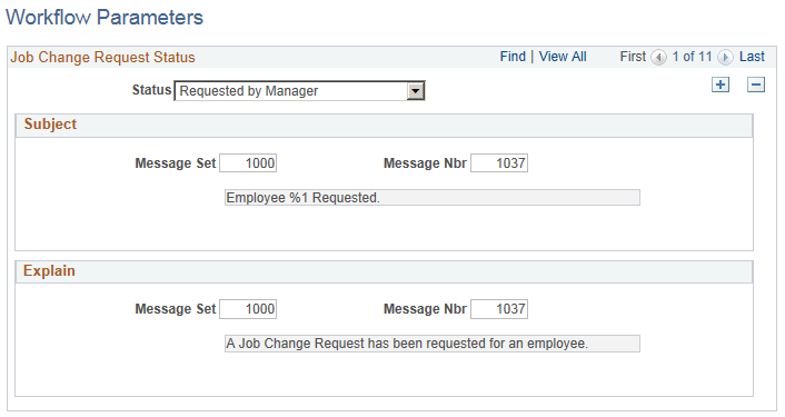 Workflow Parameters page