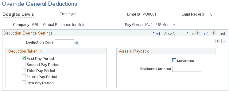 Override General Deductions page