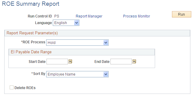 ROE Summary Report page