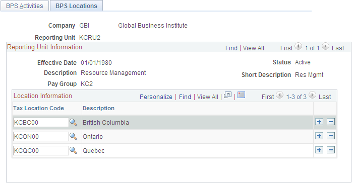 BPS Locations page
