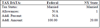 Tax data display for Federal Form W-4 version of 2020 or Later