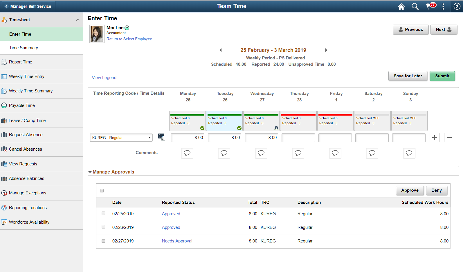 Enter Time_Auto Approval for Manager_Elapsed