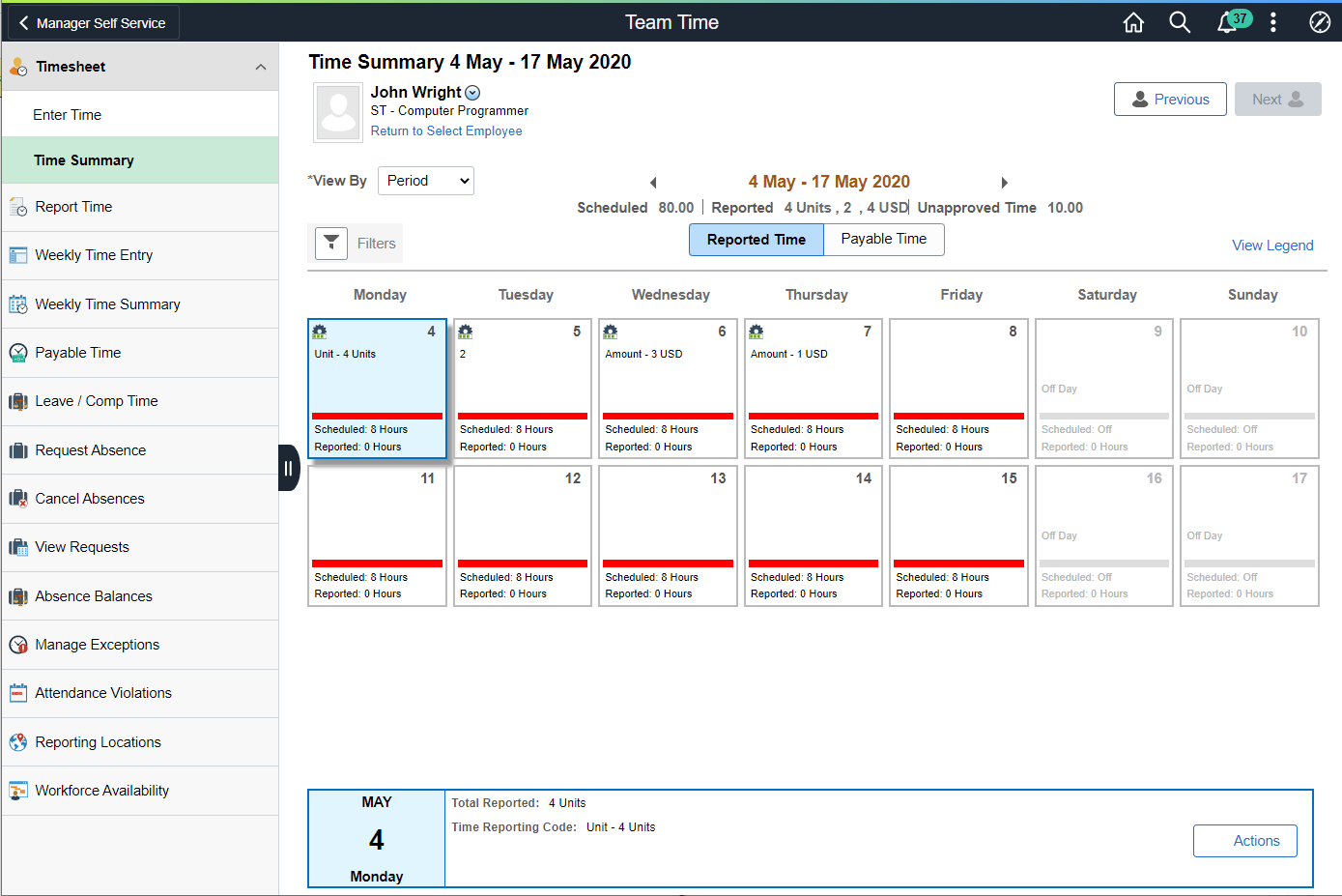 Time Summary page_Reported Time_MSS