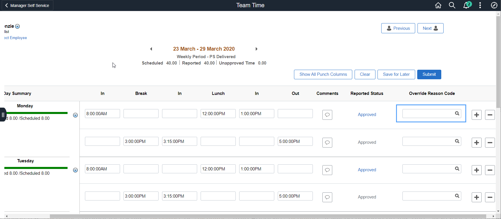 MSS_Enter Time page with Time Details inline