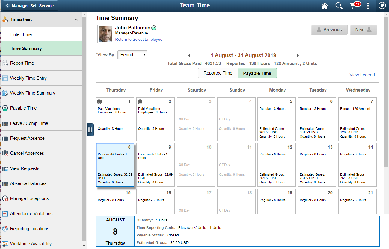 Time Summary page_Payable Time