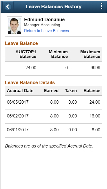 Leave Comp Time Details for Smartphone
