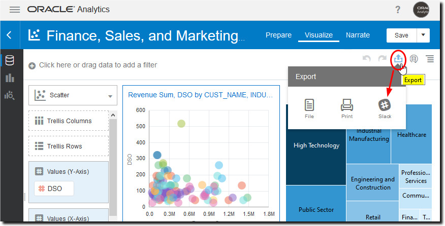 ソーシャル・チャネルは「エクスポート」メニューにあります