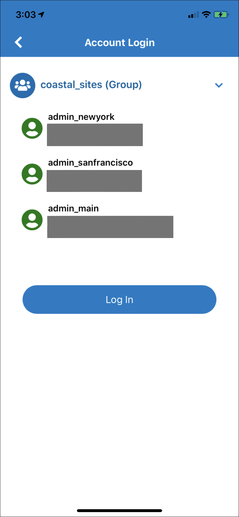 アカウント・グループでのログイン