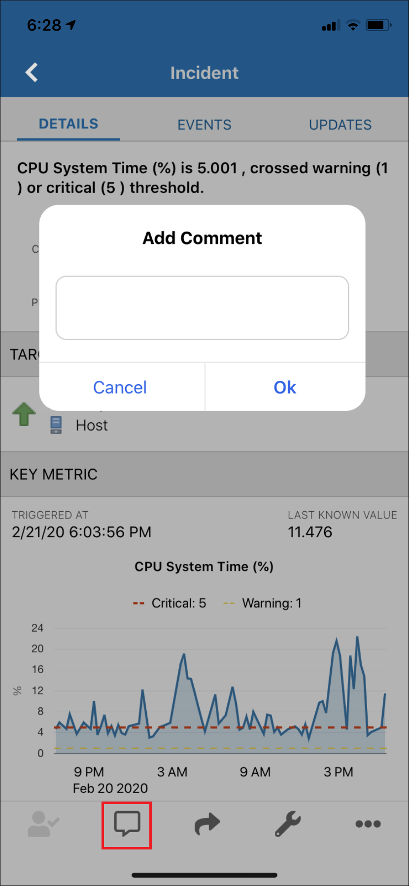 インシデントにコメントを追加します